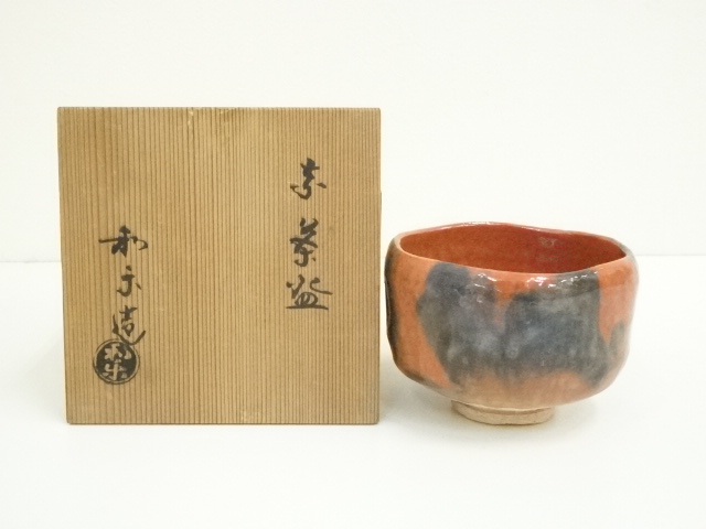 JAPANESE TEA CEREMONY / AKARAKU TEA BOWL CHAWAN / BY WARAKU KAWASAKI